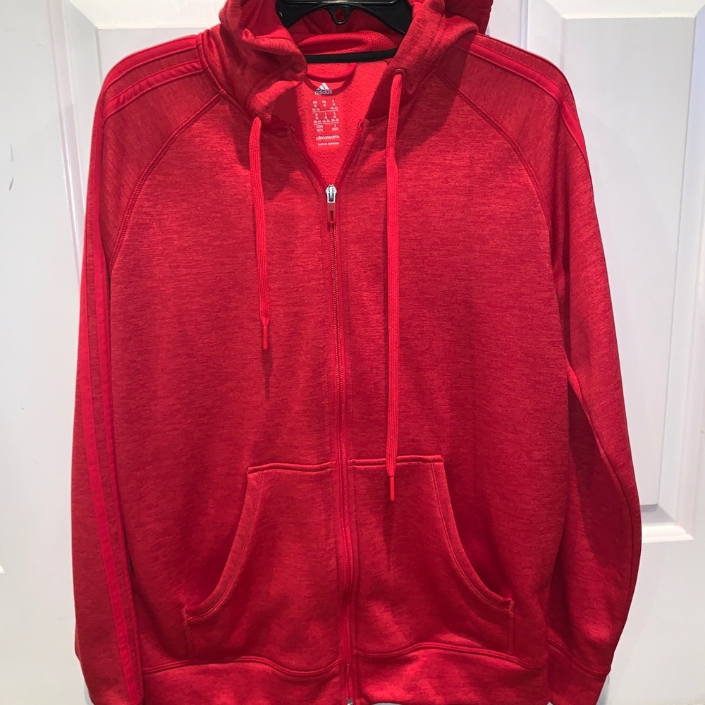 ✨Adidas Red on Red Zip Up Hoodie✨Medium